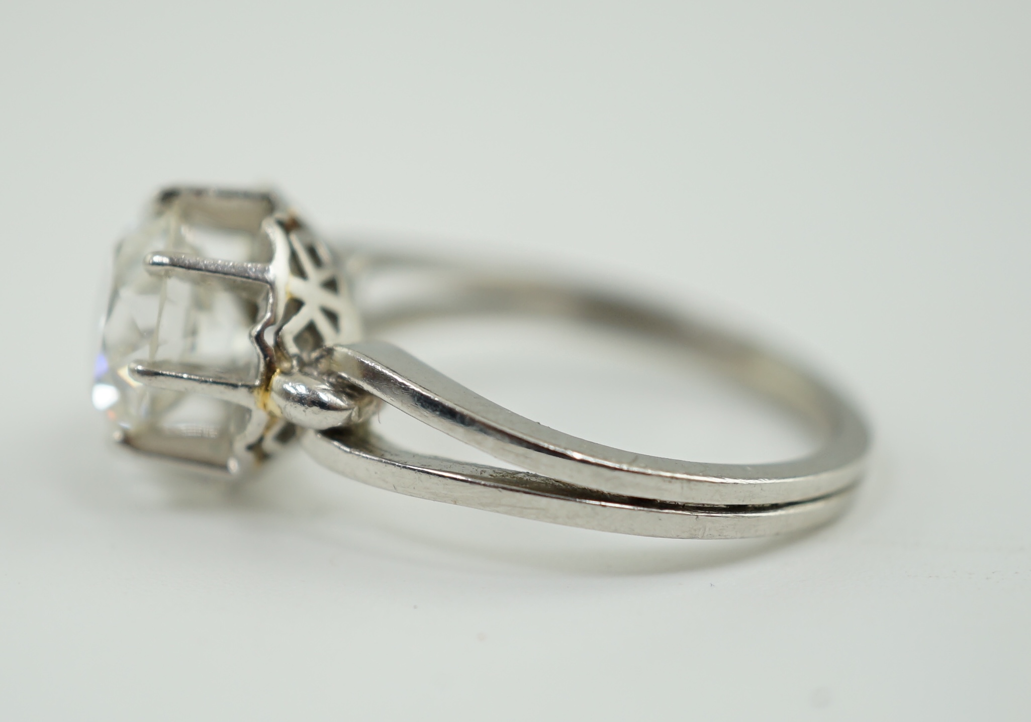 A platinum and solitaire diamond set ring